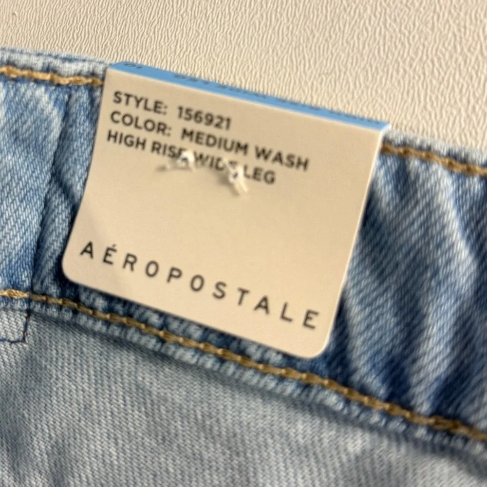 Aeropostale High Rise Wide Leg Jeans Medium Wash Blue Denim Womens 10 156921 NEW